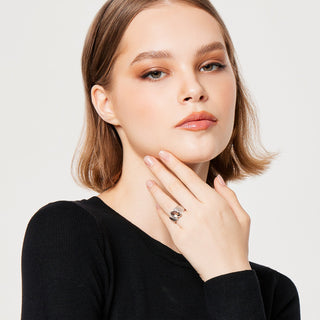 Sterling Silver Ring with Swiss Stone Smoky Quartz by Gexist®