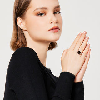 Sterling Silver Ring with Swiss Stone Smoky Quartz by Gexist®