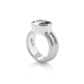 Sterling Silver Ring with Swiss Stone Smoky Quartz by Gexist®