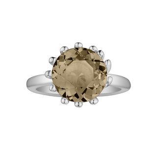 Sterling Silver Ring with Swiss Stone Smoky Quartz by Gexist®
