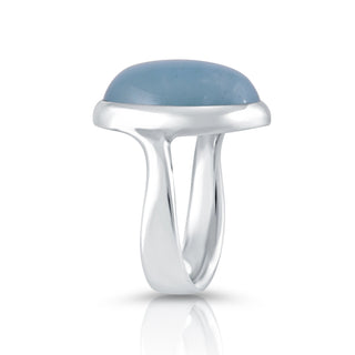 Sterling Silver Ring with magnificent Oval Aquamarine cab stone of the highest quality by Gexist®