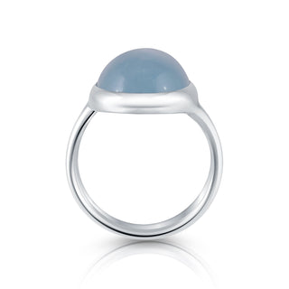 Sterling Silver Ring with magnificent Oval Aquamarine cab stone of the highest quality by Gexist®