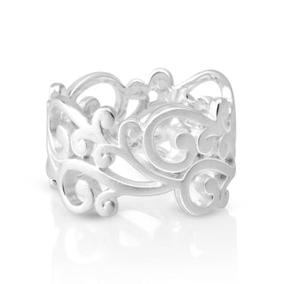 Sterling Silver Ring with satin finish and modern filigree by Gexist®