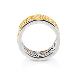 Sterling Silver Wide Ring With Edelweiss Filigree Bicolor by Gexist®