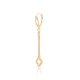 Sterling Silver earrings plated with yellow gold, braided chain with clover end cap set with white zircons by Gexist®