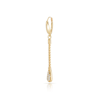 Sterling Silver earrings plated with yellow gold, braided chain with end piece adorned with a drop set with white zircons by Gexist®