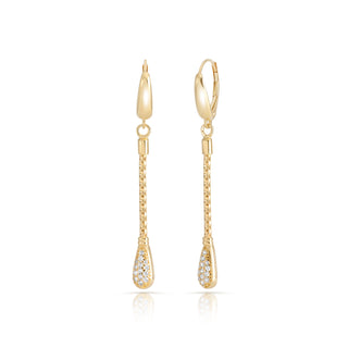 Sterling Silver earrings plated with yellow gold, braided chain with end piece adorned with a drop set with white zircons by Gexist®