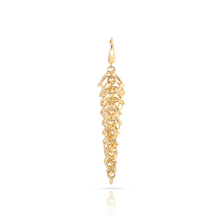 Sterling Silver earrings plated with yellow gold, elongated tree shape, multi-rings with a shiny, diamond-cut finish by Gexist®