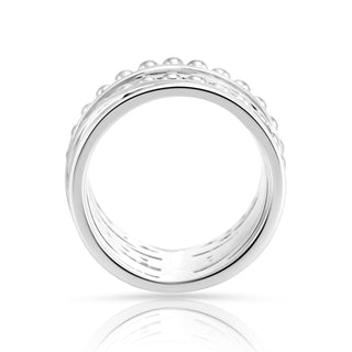Sterling Silver intertwined ring, two fixed rings composed of small balls with a satin and shiny finish by Gexist®