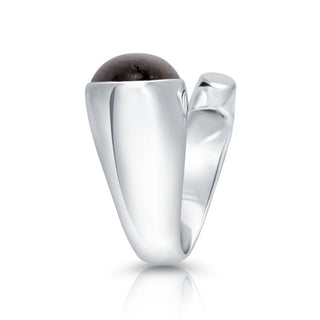 Sterling Silver open ring with an original shaped horizontal Labradorite cab by Gexist®