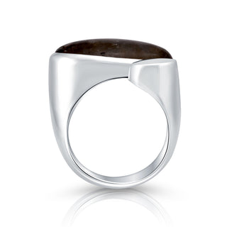 Sterling Silver open ring with an original shaped horizontal Labradorite cab by Gexist®