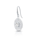 Sterling Silver pendant earrings with filigree and central rainbow moonstone cab by Gexist®