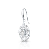Sterling Silver pendant earrings with filigree and central rainbow moonstone cab by Gexist®