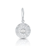 Sterling Silver pendant earrings with filigree and central rainbow moonstone cab by Gexist®