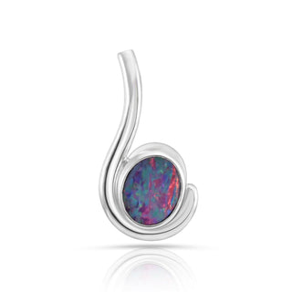 Sterling Silver question mark stud earrings with top quality (AA) oval opal doublet by Gexist®
