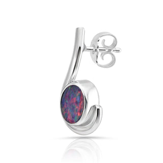 Sterling Silver question mark stud earrings with top quality (AA) oval opal doublet by Gexist®