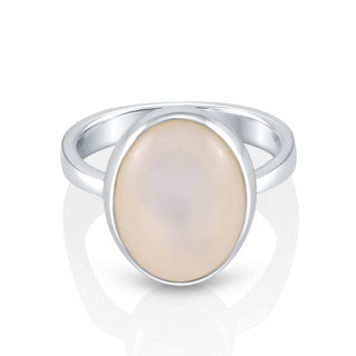 Sterling Silver ring featuring a designer ring with a shiny finish on which is set a magnificent oval Mother-of-Pearl cab by Gexist®