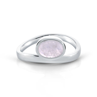 Sterling Silver ring with Rainbow Moonstone Oval cab by Gexist®
