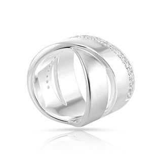 Sterling Silver ring with a shiny and satin finish, intertwined multi-bands, fixed rings with small shiny balls by Gexist®
