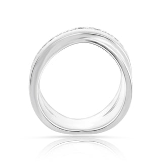 Sterling Silver ring with a shiny and satin finish, intertwined multi-bands, fixed rings with small shiny balls by Gexist®