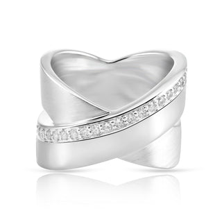 Sterling Silver ring with a shiny and satin finish, intertwined multi-bands, fixed rings with small shiny balls by Gexist®