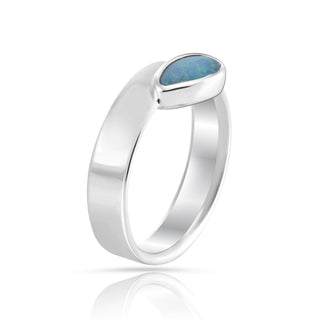 Sterling Silver ring with an AA-quality teardrop-shaped opal doublet by Gexist®