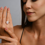 Sterling Silver ring with magnificent Rainbow Moonstone oval cab by Gexist®