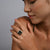 Sterling Silver ring with polished and shiny finish, signet ring style, set with a square-cut Swiss Pyrite Slate by Gexist®