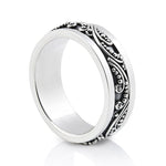 Sterling Silver ring with shiny ethno style motifs contrasting with the oxidised part by Gexist®