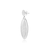 Sterling Silver stud earrings featuring a delicately brushed Silver leaf surrounded by an oval by Gexist®