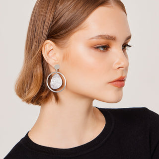 Sterling Silver stud earrings that fuse a satin and brushed finish by Gexist®