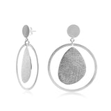 Sterling Silver stud earrings that fuse a satin and brushed finish by Gexist®