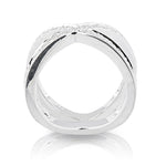 Sterling silver X-shaped ring with 3mm white Zirconia by Gexist®