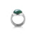 Sterling silver ring featuring a triple ring with a shiny, hammered finish, on which sits a magnificent oval Malachite by Gexist®