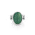 Sterling silver ring featuring a triple ring with a shiny, hammered finish, on which sits a magnificent oval Malachite by Gexist®