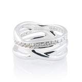 Sterling silver ring featuring three interlocking rings with 2mm white Zirconia by Gexist®
