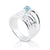 Sterling silver ring with 3mm and 6mm blue topazes on several bands by Gexist®