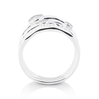 Sterling silver ring with 3mm and 6mm white Zirconia on several bands by Gexist®