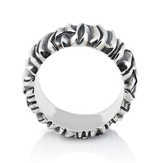 Sterling silver ring with a raised hammered and oxidised finish by Gexist®