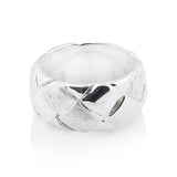 Sterling silver ring with alternating brushed and polished diamonds by Gexist®