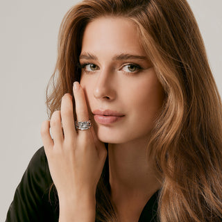 Sterling silver ring with mesh-effect intertwined wires by Gexist®