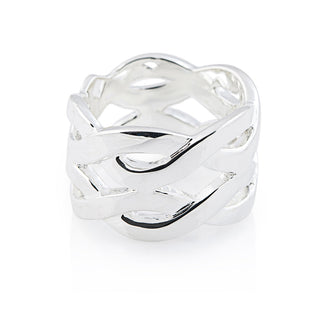 Sterling silver ring with mesh-effect intertwined wires by Gexist®