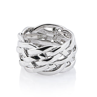 Sterling silver ring with mesh-effect intertwined wires by Gexist®