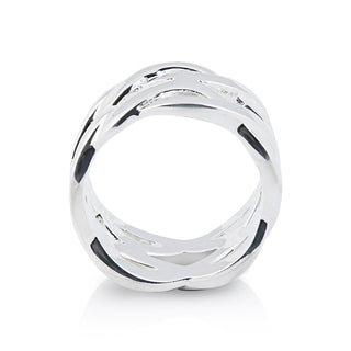 Sterling silver ring with mesh-effect intertwined wires by Gexist®