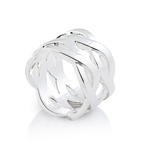 Sterling silver ring with mesh-effect intertwined wires by Gexist®