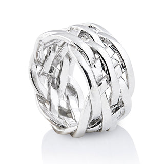 Sterling silver ring with mesh-effect intertwined wires by Gexist®