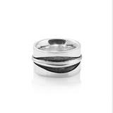 Sterling silver ring with polished and oxidised finish by Gexist®