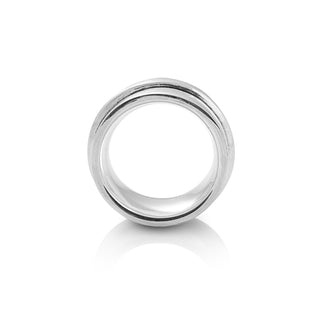 Sterling silver ring with polished and oxidised finish by Gexist®