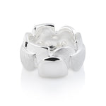 Sterling silver ring with rounded shapes, alternating brushed and polished finishes by Gexist®