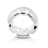 Sterling silver ring with rounded shapes, alternating brushed and polished finishes by Gexist®